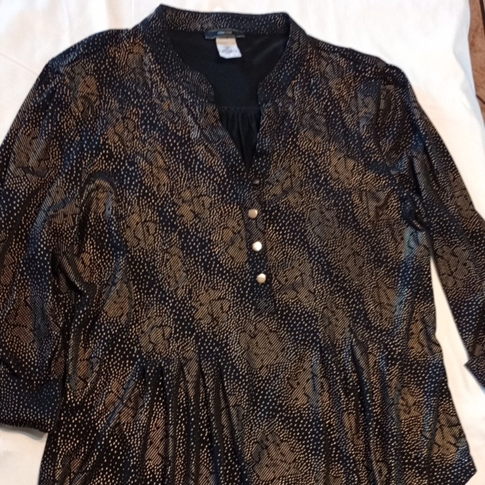 Black Blouse with White Dots.Never worn NWOT